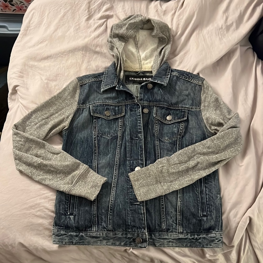 Express sweatshirt denim jacket size medium